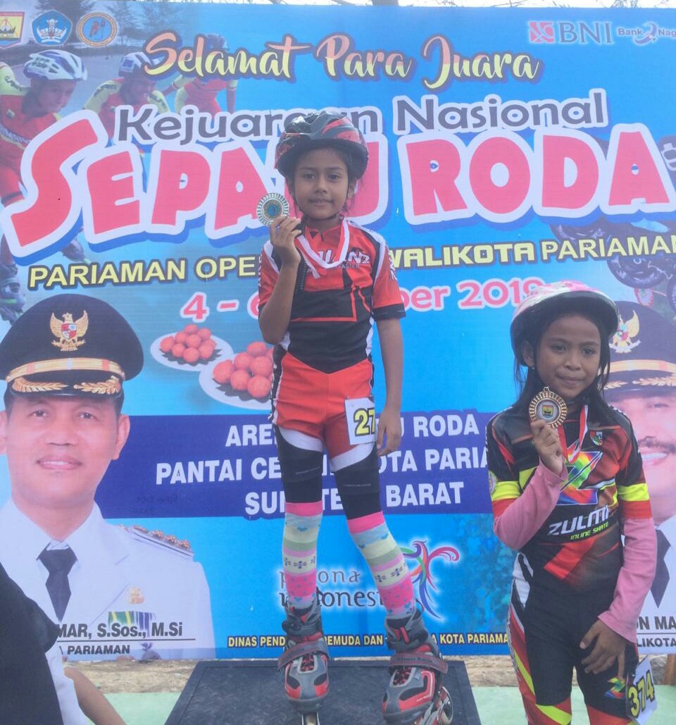 Aiy Syatul Zahra, Atlet Pasaman Raih Dua Medali Pada Kejurnas Sepatu Roda 2019 di Kota Pariaman
