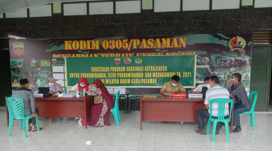 Kodim 0305/Pasaman Gelar Vaksinasi Bagi Purnawirawan, Warakawuri TNI AD dan Wartawan